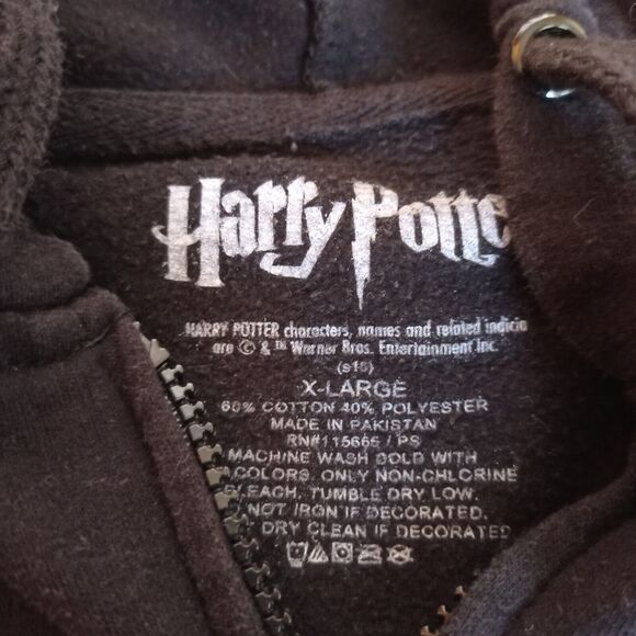 Harry Potter Gryffindor Black Full Zip Front Hoodie Jacket Size X-Large XL - Picture 3 of 7